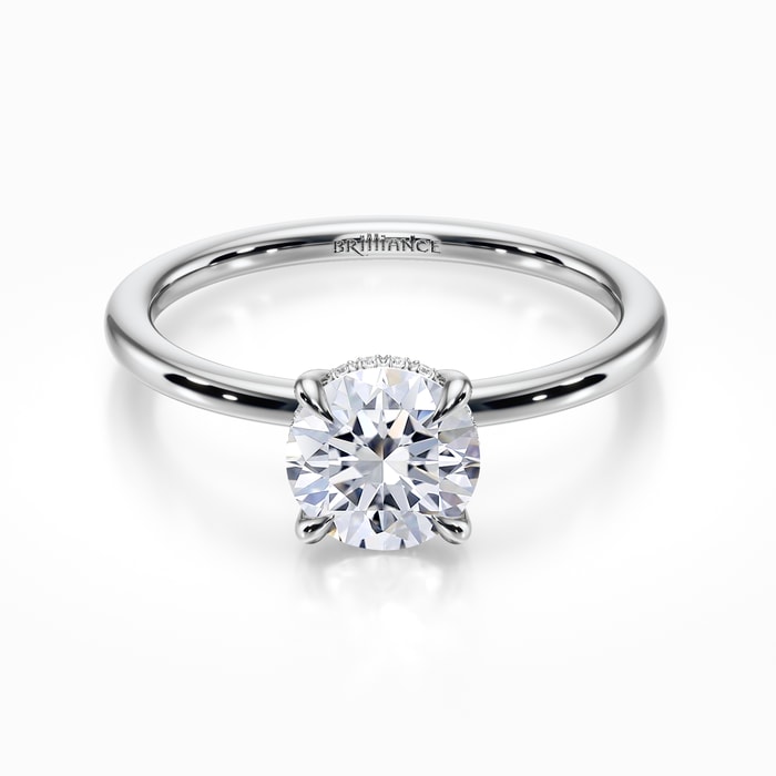 Hidden Diamond Halo Engagement Ring in Platinum