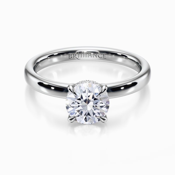 Hidden Diamond Halo Engagement Ring in White Gold (2.6 mm)