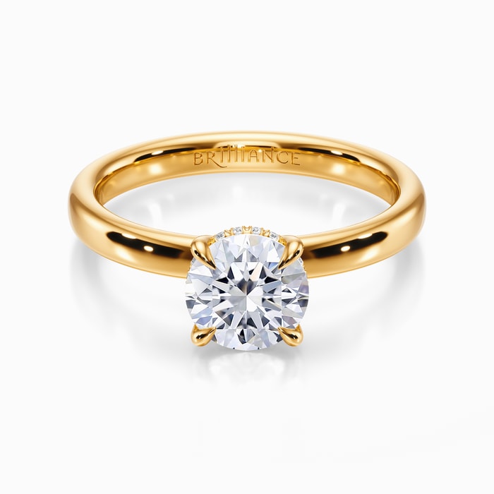 Hidden Diamond Halo Engagement Ring in Yellow Gold (2.6 mm)