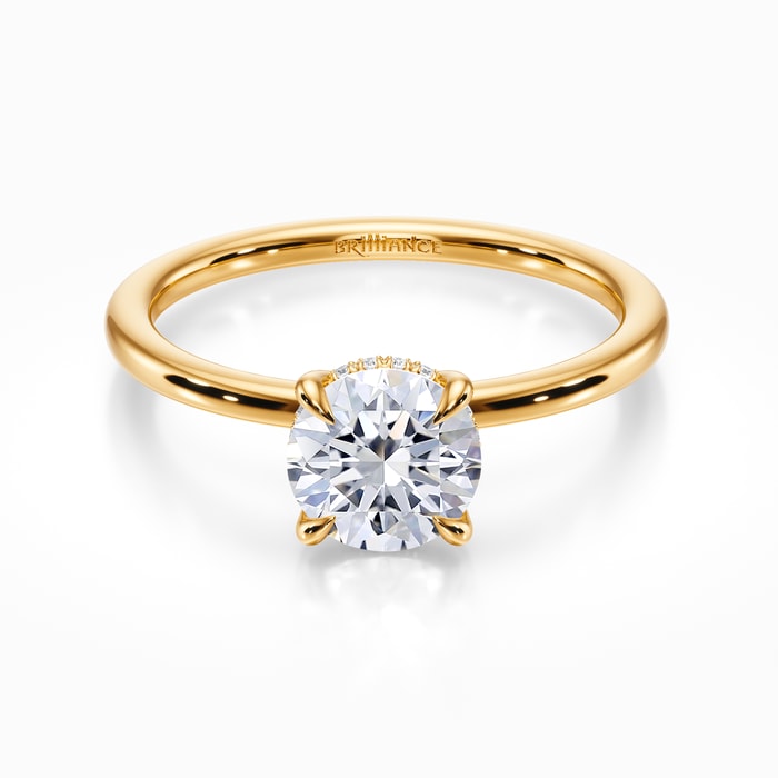 Hidden Diamond Halo Engagement Ring in Yellow Gold