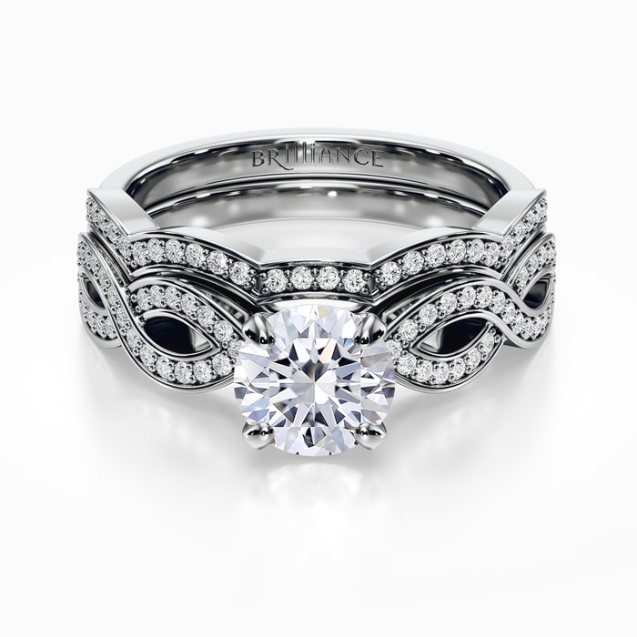 Infinity Engagement and Wedding Ring Bridal Set in White Gold