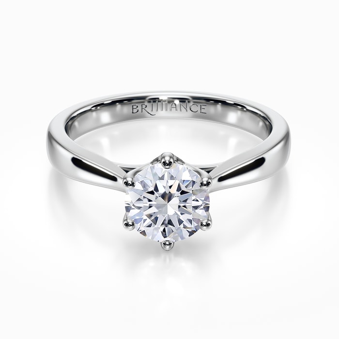 Lotus Inspired Six-Prong Diamond Engagement Ring in Platinum