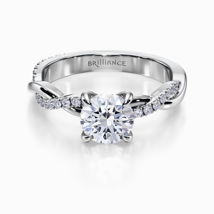Luxe Twisted Band Diamond Engagement Ring in Platinum