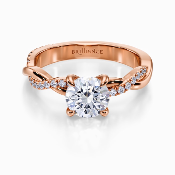Luxe Twisted Band Diamond Engagement Ring in Rose Gold
