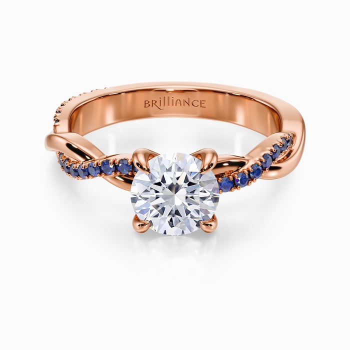Luxe Twisted Sapphire Engagement Ring in Rose Gold