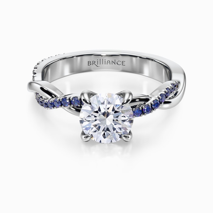 Luxe Twisted Sapphire Engagement Ring in White Gold