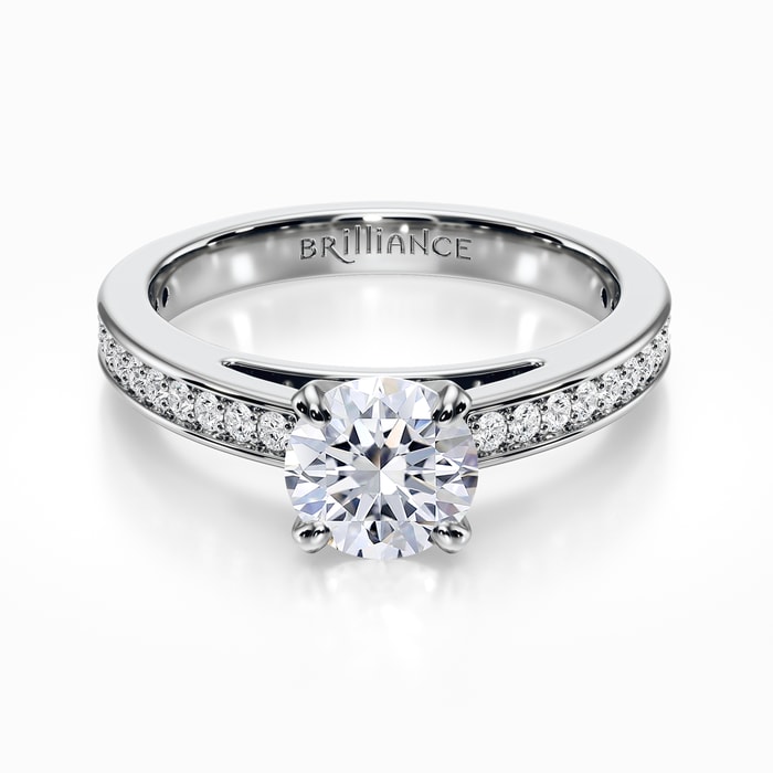 Pave Cathedral Engagement Ring in Platinum (0.24 Carat)