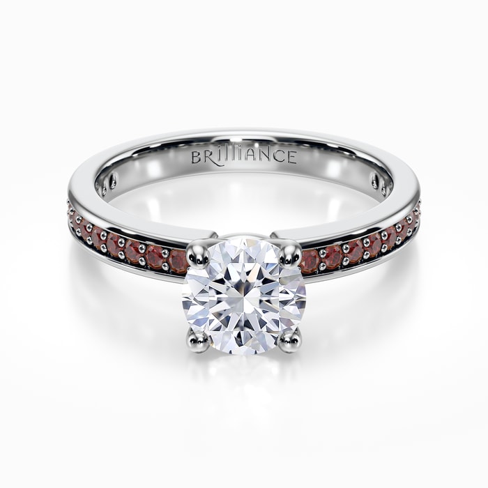 Ruby Pave Engagement Ring in White Gold