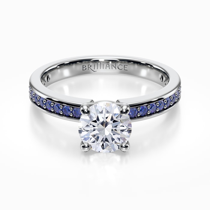 Sapphire Pave Engagement Ring Setting in White Gold