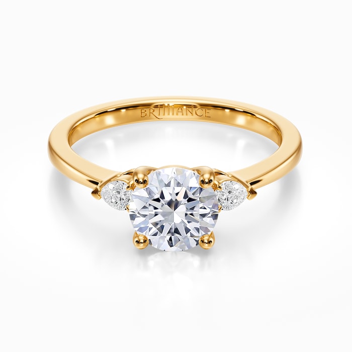Three Stone Pear Cut Diamond Ring in Yellow Gold (0.24 Carat)
