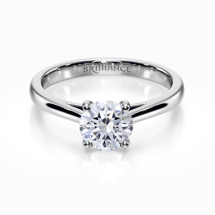 Petite Cathedral Solitaire Engagement Ring in Platinum