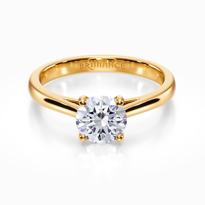 Petite Cathedral Solitaire Engagement Ring in Yellow Gold
