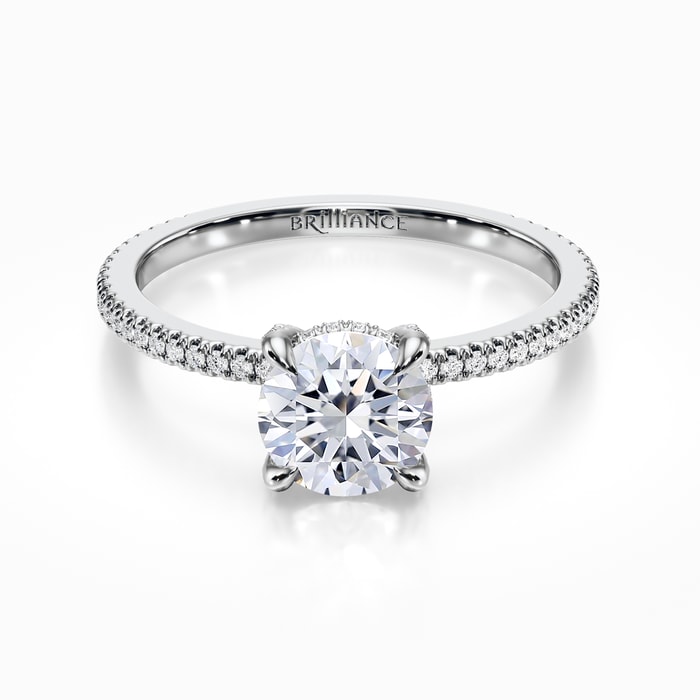 Petite Engagement Ring With Diamond Prongs in Platinum