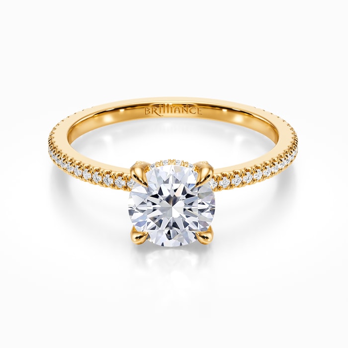 Petite Engagement Ring With Diamond Prongs in Yellow Gold