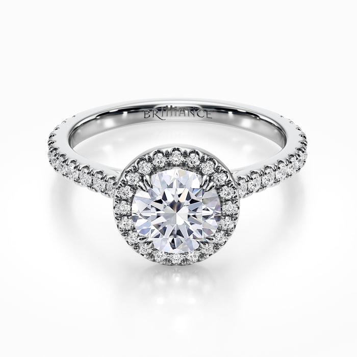 Vintage Halo Diamond Engagement Ring in White Gold