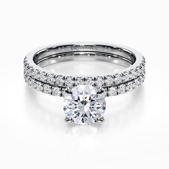 Petite Pave Diamond Bridal Set in White Gold