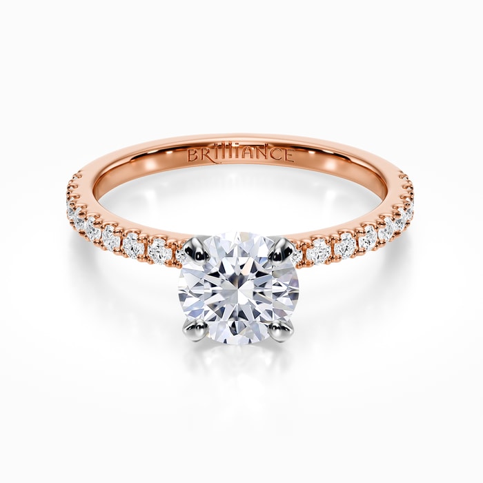 Petite Pave Diamond Engagement Ring in Rose Gold (0.22 Carat)