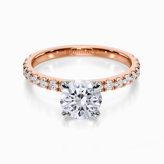 Petite Pave Diamond Engagement Ring in Rose Gold (0.32 Carat)