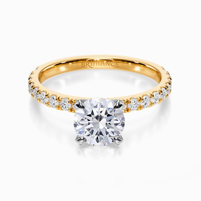 Petite Pave Diamond Engagement Ring In Yellow Gold (0.32 Carat)