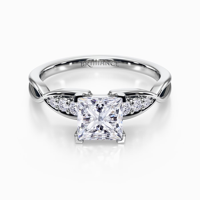 Petite Twist Diamond Engagement Ring in Platinum