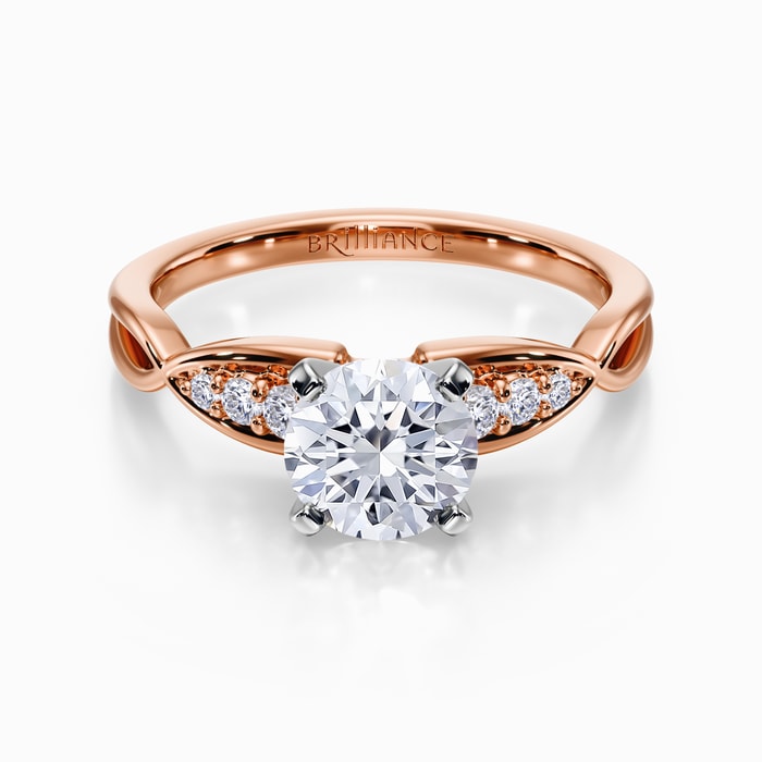 Petite Twist Diamond Engagement Ring in Rose Gold
