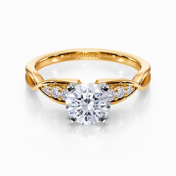 Petite Twist Diamond Engagement Ring in Yellow Gold