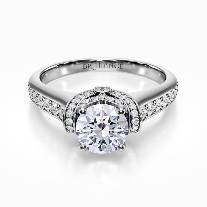 Halo Ribbon Diamond Engagement Ring With Surprise Diamonds in White Gold