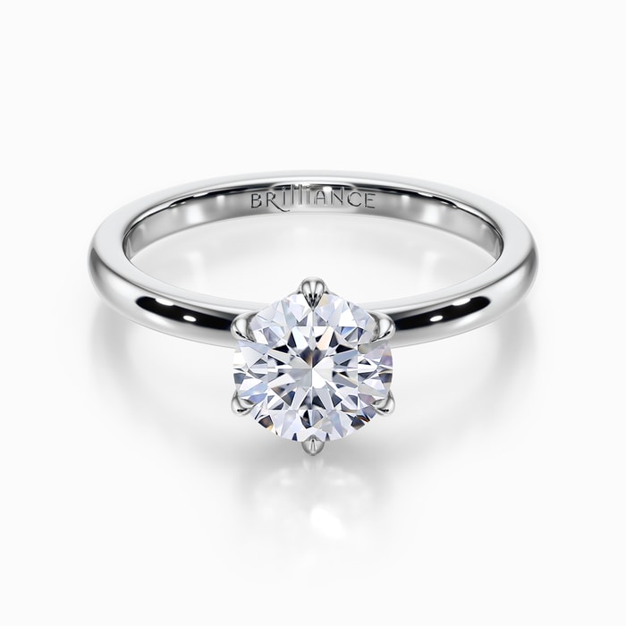 Royal Six-Prong Engagement Ring in White Gold