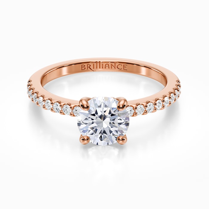 Scallop Diamond Engagement Ring in Rose Gold (0.18 Carat)