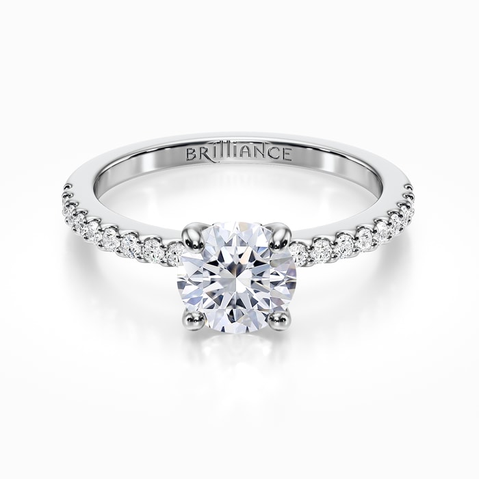 Scallop Diamond Engagement Ring in White Gold (0.18 Carat)
