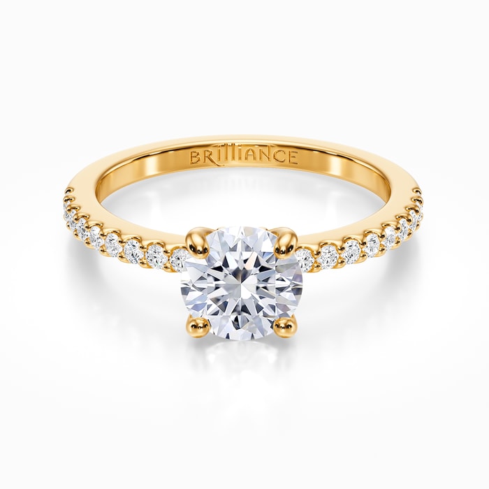 Scallop Diamond Engagement Ring in Yellow Gold (0.18 Carat)