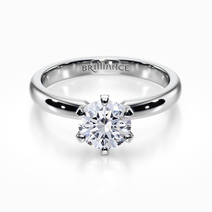 Six-Prong Solitaire Engagement Ring in White Gold 