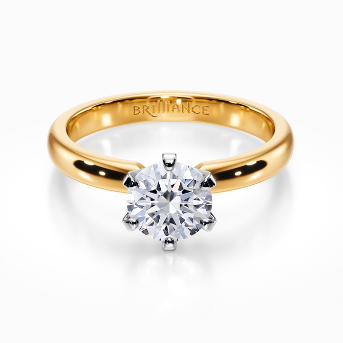 Six-Prong Solitaire Engagement Ring in Yellow Gold