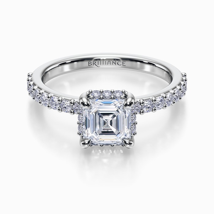 Solaris Pave Diamond Engagement Ring in White Gold