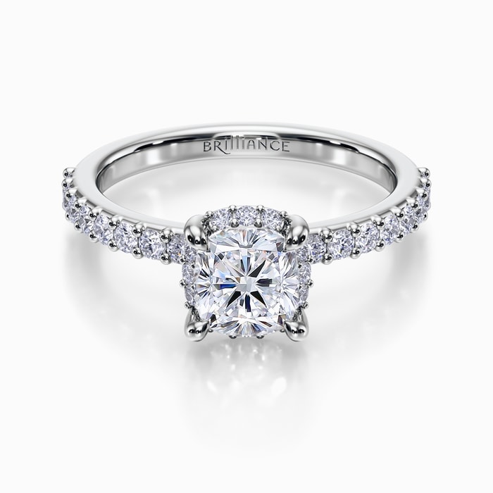 Solaris Pave Diamond Engagement Ring in White Gold