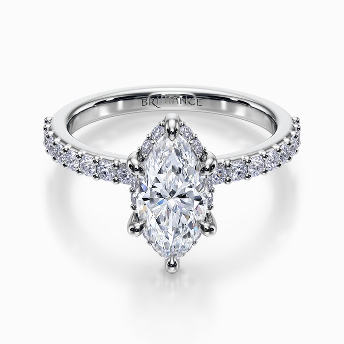 Solaris Pave Diamond Engagement Ring in White Gold