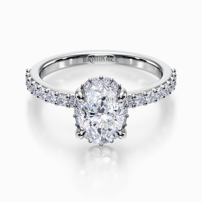 Solaris Pave Diamond Engagement Ring in White Gold