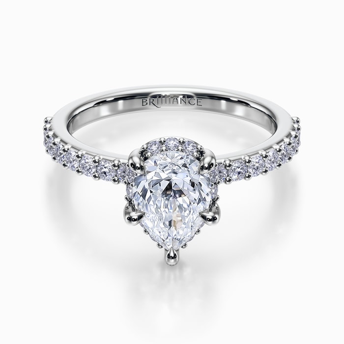 Solaris Pave Diamond Engagement Ring in White Gold