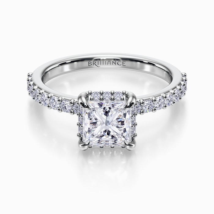 Solaris Pave Diamond Engagement Ring in White Gold