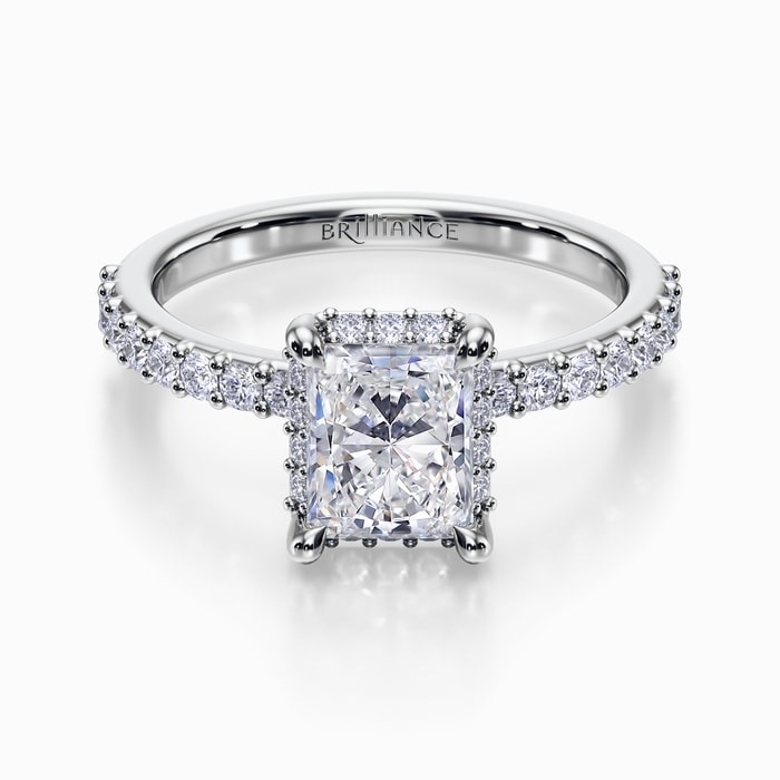 Solaris Pave Diamond Engagement Ring in White Gold