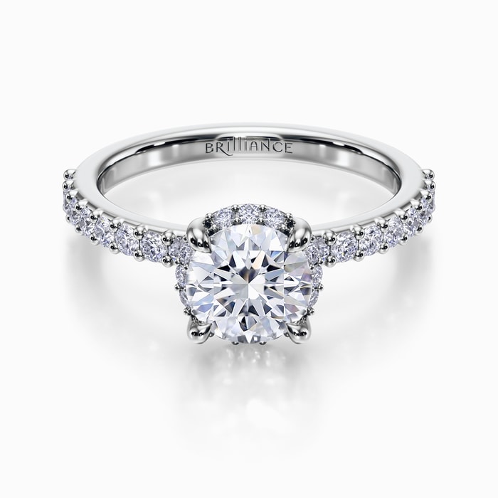 Solaris Pave Diamond Engagement Ring in White Gold