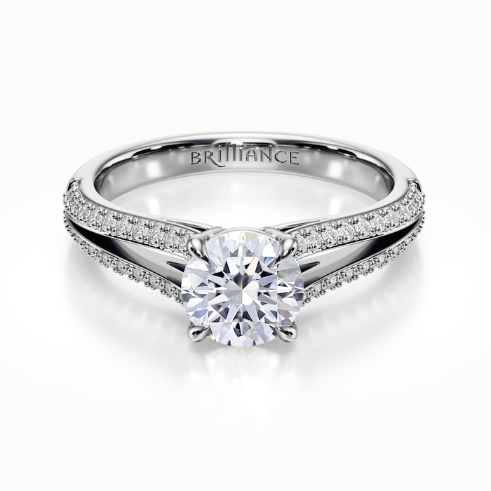 Split Shank Diamond Engagement Ring in White Gold