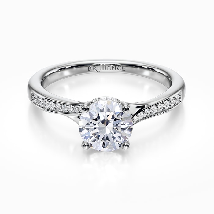 Split Shank Pave Diamond Ring Setting in White Gold