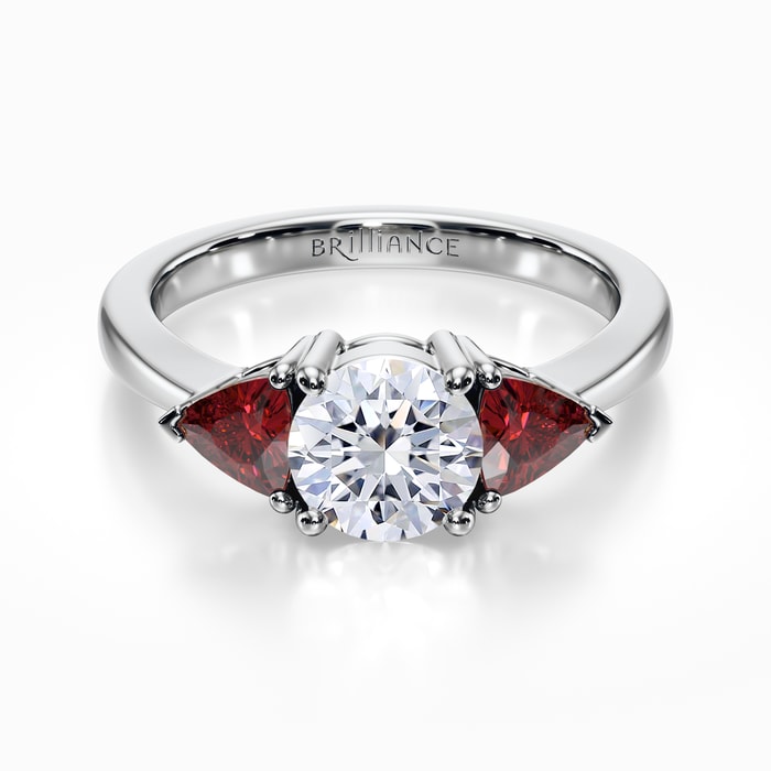 Trillion Cut Ruby Engagement Ring in White Gold