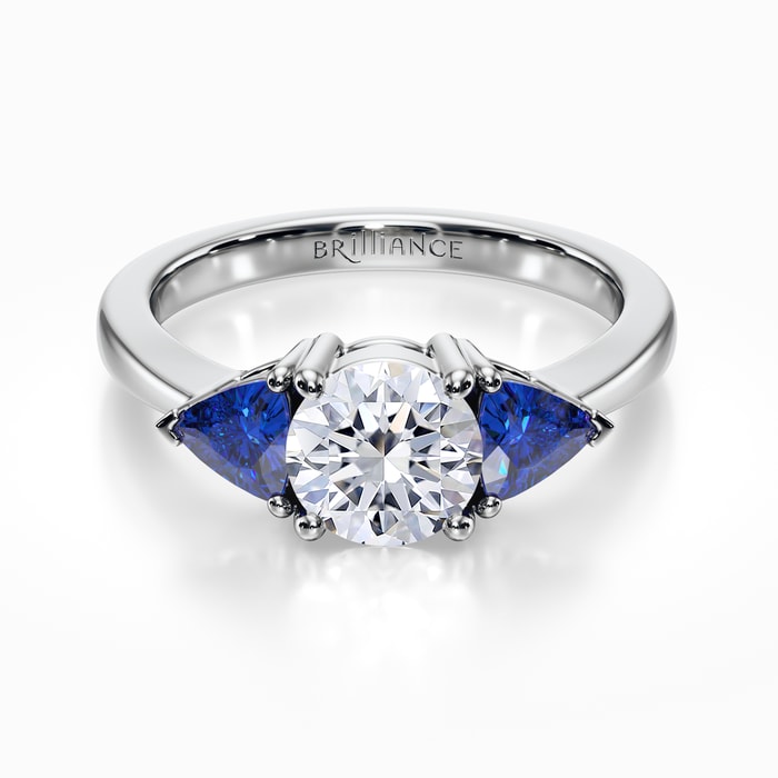 Trillion Cut Sapphire Engagement Ring in White Gold