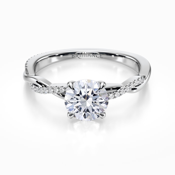 Twisted Band Diamond Engagement Ring in Platinum