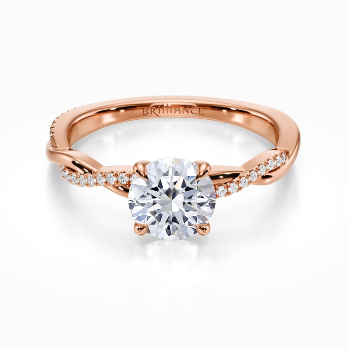 Twisted Band Diamond Engagement Ring in Rose Gold