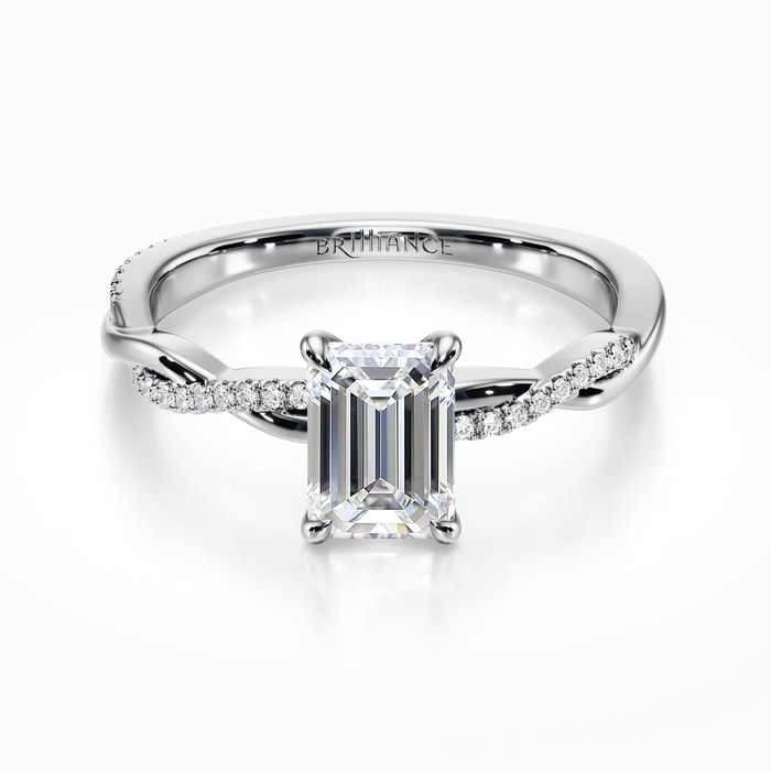 Twisted Band Diamond Engagement Ring in White Gold