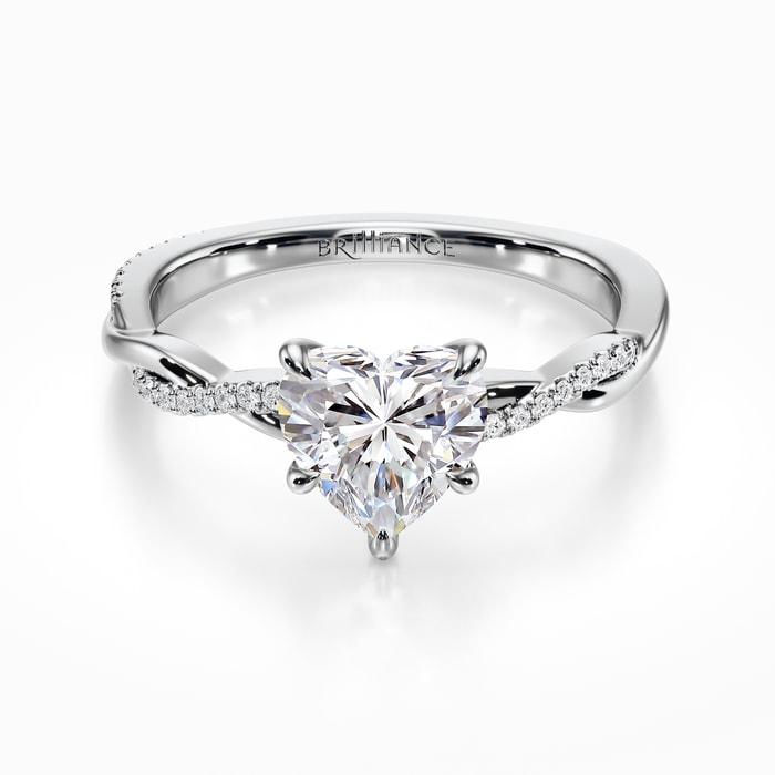 Twisted Band Diamond Engagement Ring in White Gold