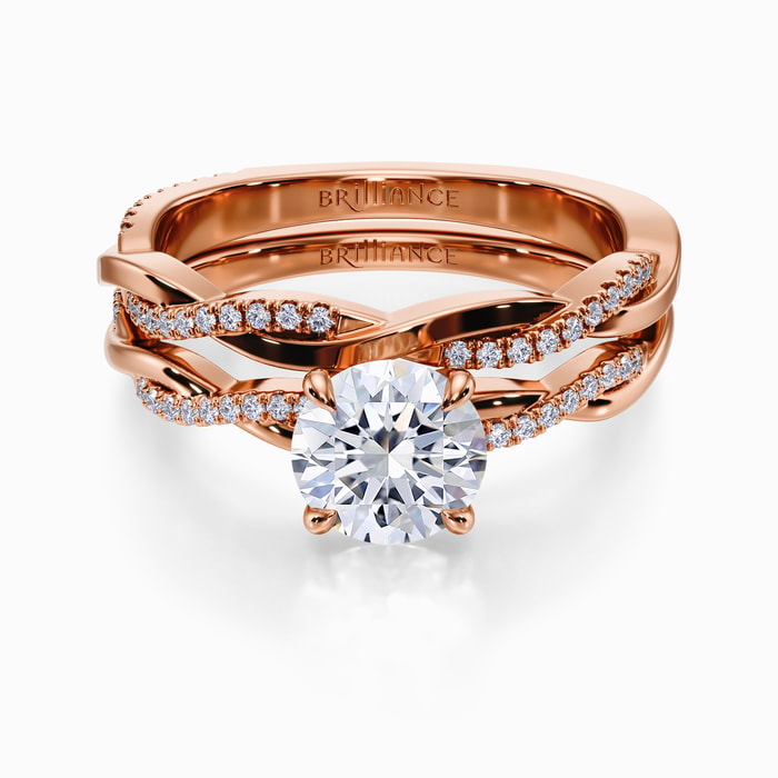 Twisted Diamond Bridal Set in Rose Gold